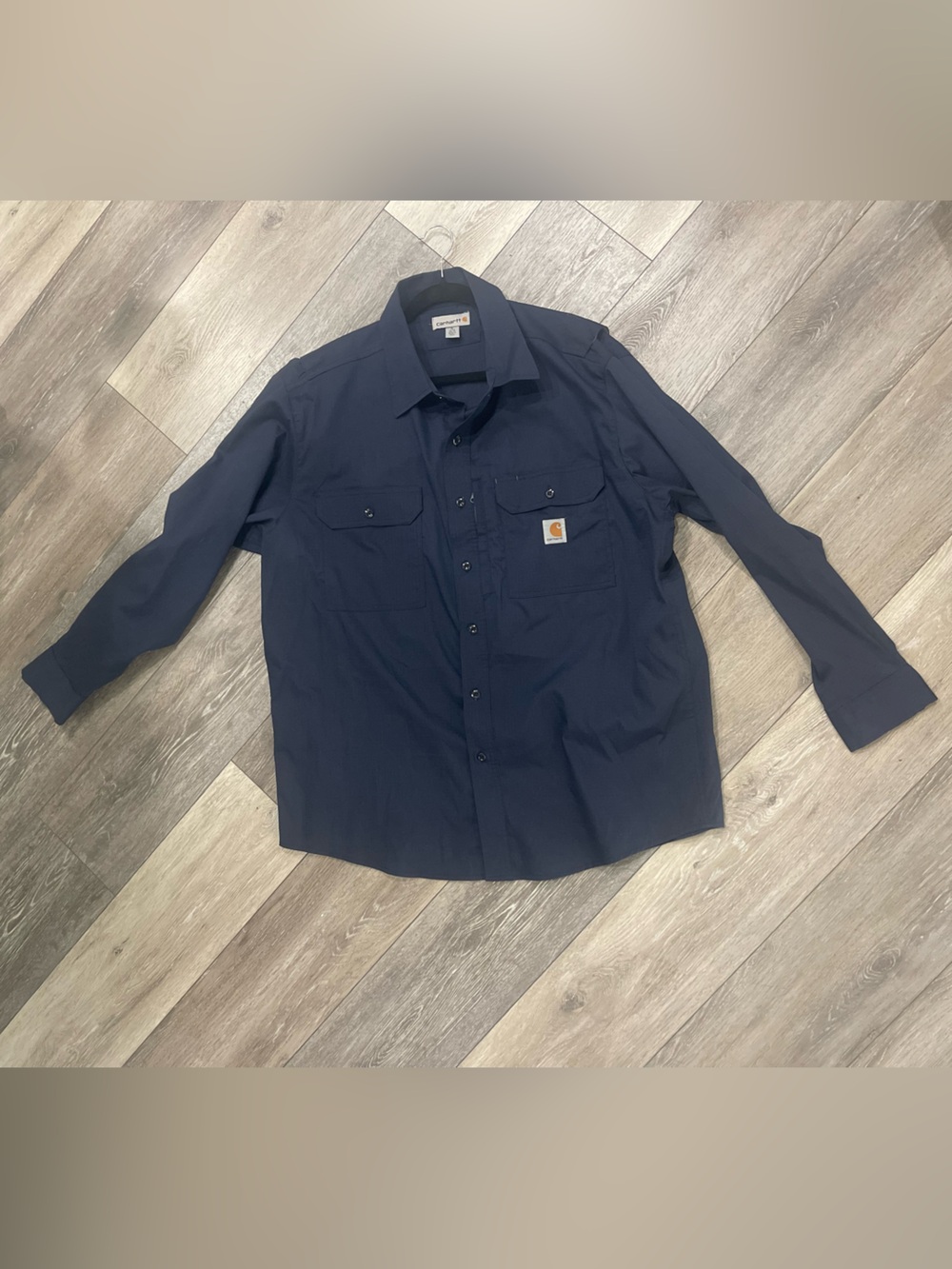 Carhartt Button Up XL Navy Shirt Rip Stop Vented 396-20
